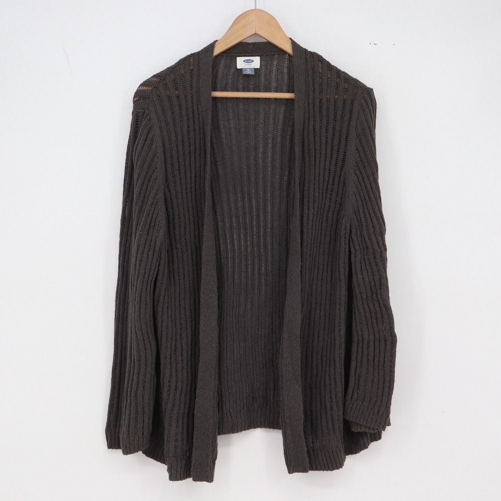 Old Navy Cardigan Womens XL Open Front Dark Gray Shaker Stitch Excellent
